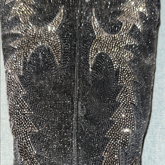 Gianni Bini Black and Silver Heeled Boots with Stiletto Elegance - Picture 6 of 6